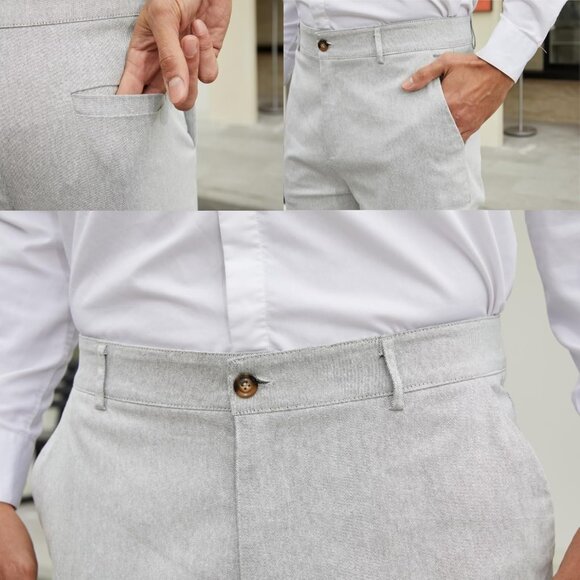 🆕 Men Blue Fashion Stretch Dress Slim Fit Plaid Business Suit Pants Casual Golf - Picture 6 of 6